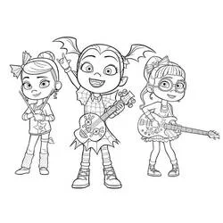 Coloriage Vampirina et ses amies en groupe de musique