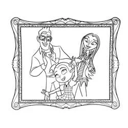Coloriage Vampirina en portrait de famille dans un cadre orné