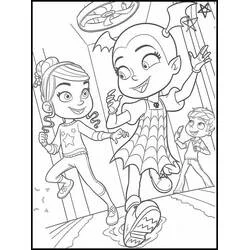Coloriage Vampirina en train de danser avec ses amis