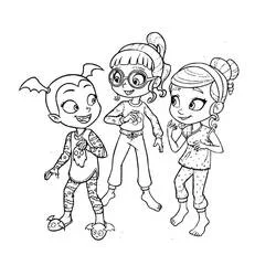 Coloriage Vampirina, Bridget et Poppy en pyjama