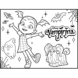 Coloriage Vampirina dansant avec Demi et Wolfie