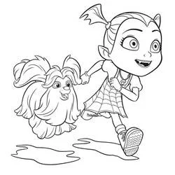 Coloriage Vampirina courant avec Wolfie