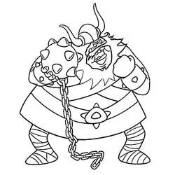 Coloriage Sven l'imposant guerrier viking avec sa masse à pointes