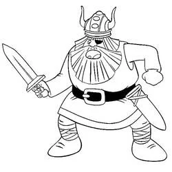 Coloriage Halvar tenant une épée dans Vic Le Viking