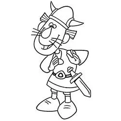 Coloriage Gorm de Vic le Viking debout avec son épée