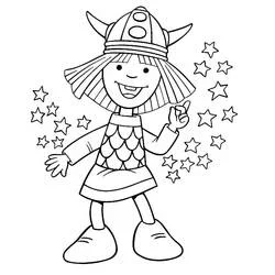 Coloriage Vic le Viking entouré d'étoiles