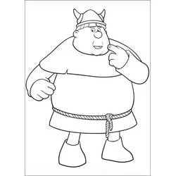 Coloriage Faxe de Vic le Viking se pointant le nez