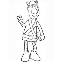 Coloriage Vic Le Viking personnage souriant faisant un pouce levé