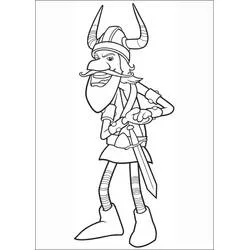 Coloriage Vic le Viking guerrier casqué à cornes