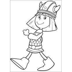 Coloriage Vic le Viking marchant les bras croisés