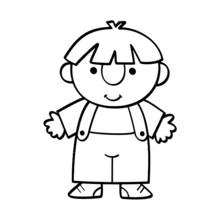 Coloriage Garçon souriant en salopette