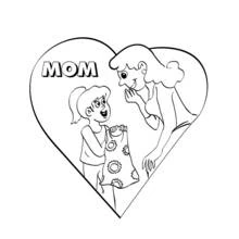 Coloriage Maman et sa fille dans un cœur