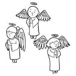 Coloriage Ange de Noël trio en prière