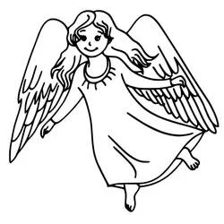 Coloriage Ange de Noël volant avec ses ailes déployées