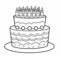 Coloriage Grand gâteau d'anniversaire aux bougies