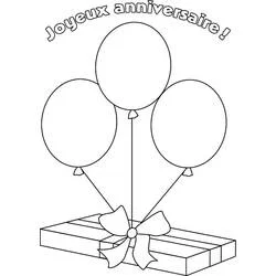 Coloriage Joyeux anniversaire avec ballons et cadeau