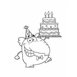 Coloriage Anniversaire joyeux avec éléphant