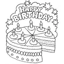 Coloriage Gâteau d'anniversaire avec bougies et étoiles