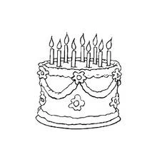 Coloriage Gâteau d'anniversaire avec neuf bougies