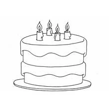 Coloriage Gâteau d'anniversaire à quatre bougies