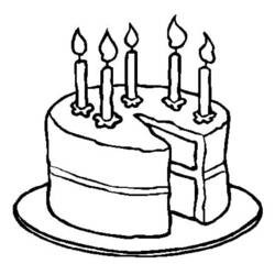 Coloriage Gâteau d'anniversaire avec cinq bougies