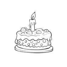 Coloriage Gâteau d'anniversaire avec une bougie