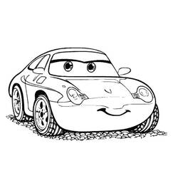 Coloriage Sally de Cars souriante sur la route