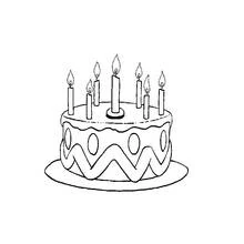 Coloriage Gâteau d'anniversaire avec sept bougies