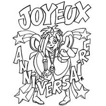 Coloriage Fée d'anniversaire entourée d'étoiles