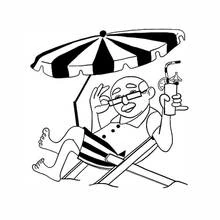 Coloriage Papy détendu sur la plage