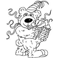 Coloriage Ours avec chapeau de fête et cadeau Coloriage Ours avec chapeau de fête et cadeau