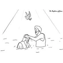 Coloriage Bapteme de Jesus dans la riviere