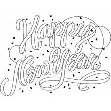 Coloriage Bonne Année en lettres rubans avec confettis