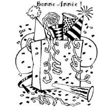Coloriage Boîte de chapeaux de fête et confettis