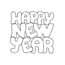 Coloriage Bonne Année en lettres arrondies