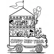 Coloriage Char de défilé pour la Bonne Année