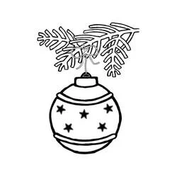 Coloriage Boule de Noël suspendue à une branche de sapin