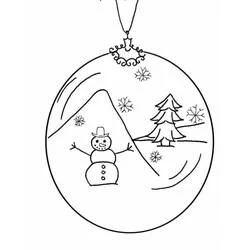 Coloriage Boule de Noël avec bonhomme de neige