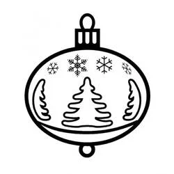 Coloriage Boule de Noël avec sapins et flocons