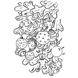 Coloriage Boule de Noël avec hérisson, ours et lapin