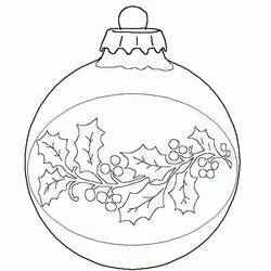 Coloriage Boule de Noël avec branche de houx