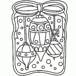 Coloriage Boule de Noël avec deux autres suspendues sous un nœud