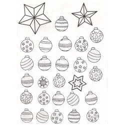 Coloriage Boule de Noël en collection avec étoiles