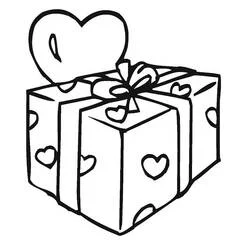 Coloriage Cadeau décoré de cœurs