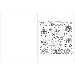 Coloriage Carte de Noël avec sapin et cadeaux