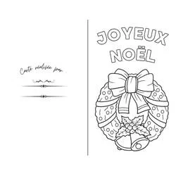 Coloriage Carte de Noël avec couronne et clochette