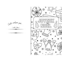 Coloriage Carte de Noël avec bannière et motifs festifs
