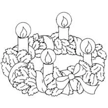 Coloriage Couronne de Noël avec quatre bougies et un ruban