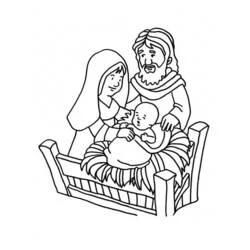 Coloriage Marie au long voile, Joseph à ses côtés