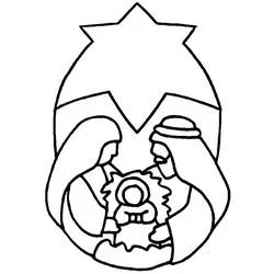 Coloriage Crèche en silhouette avec étoile